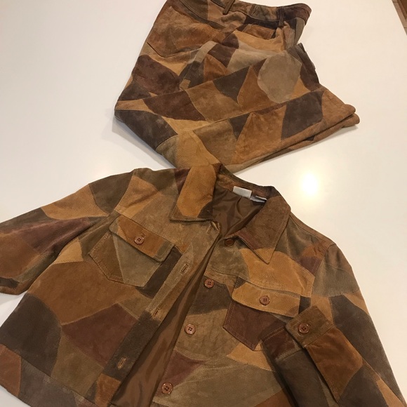 Newport News Other - 2pcs Suede/Leather Pants Suit